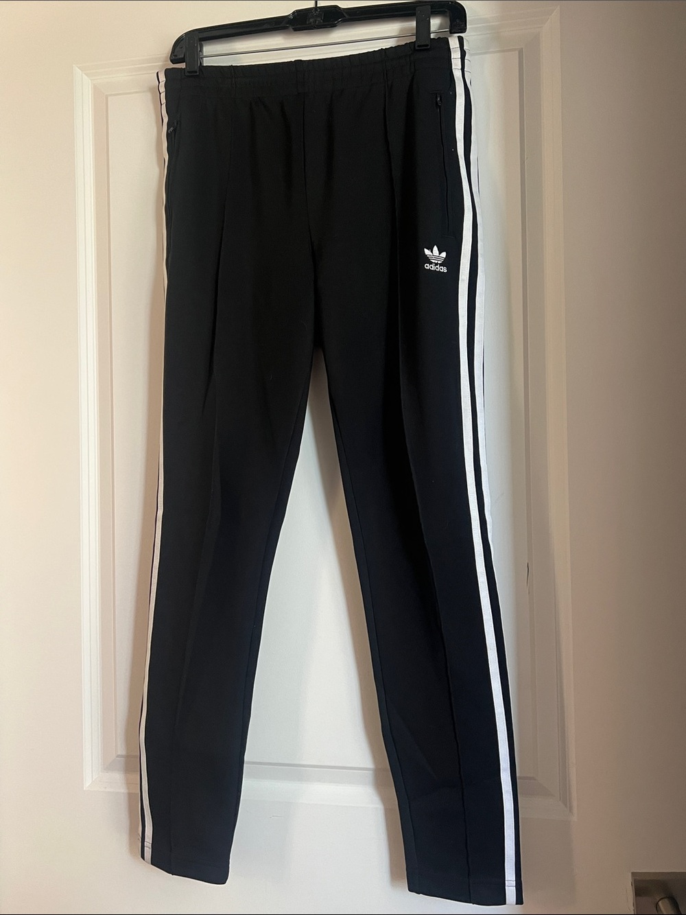adidas Black Joggers with White Side Stripes
